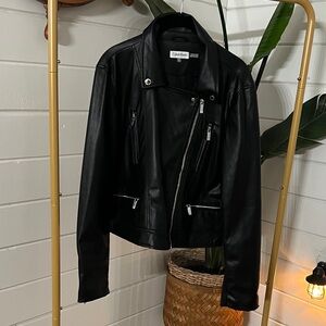 Calvin Klein Sleek Black Faux Leather Jacket